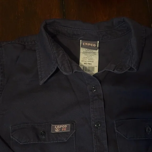 Carhartt & Lapco Men's FR Navy Work Shirts: 2 Medium - Picture 3 of 13